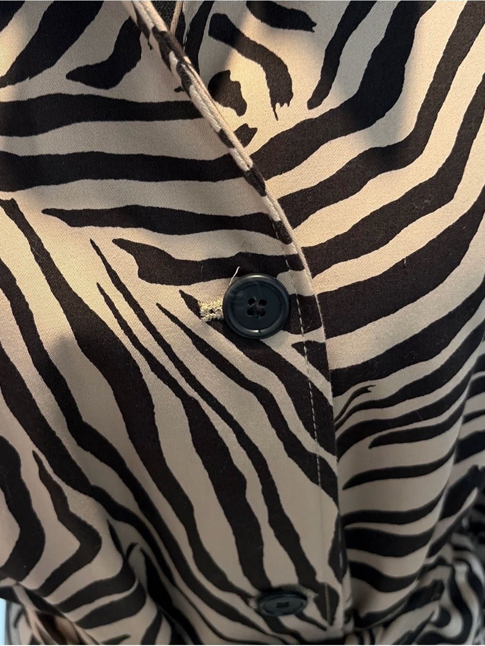 Brown Zebra Belted Trench Jacket XL Coat Cotton Mob Wife Classic animal print - Picture 7 of 13
